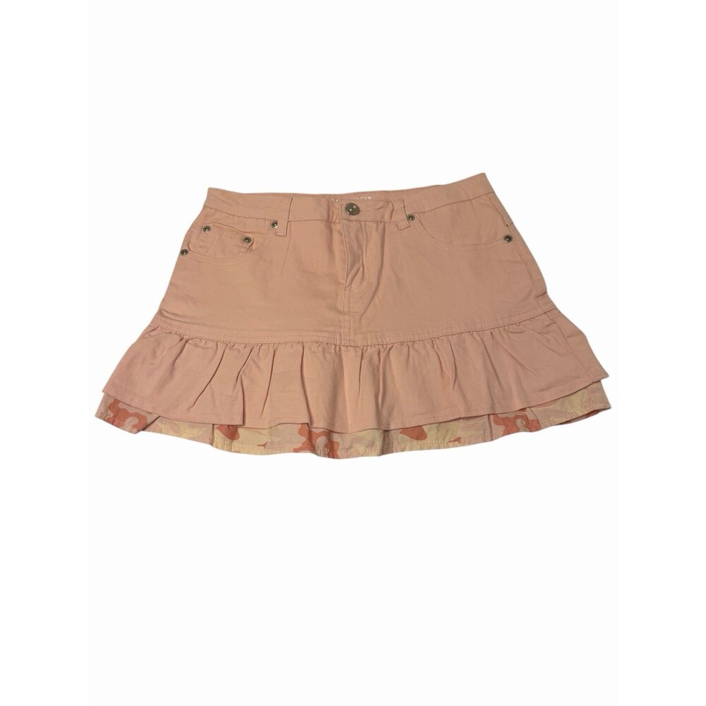 Pink Camo Ruffle Skort Cotton Y2K Mini Skirt Shorts Girls L Spring Summer NWT 🎀